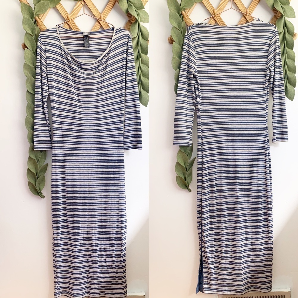 Lilith Striped Ribbed Midi Dress